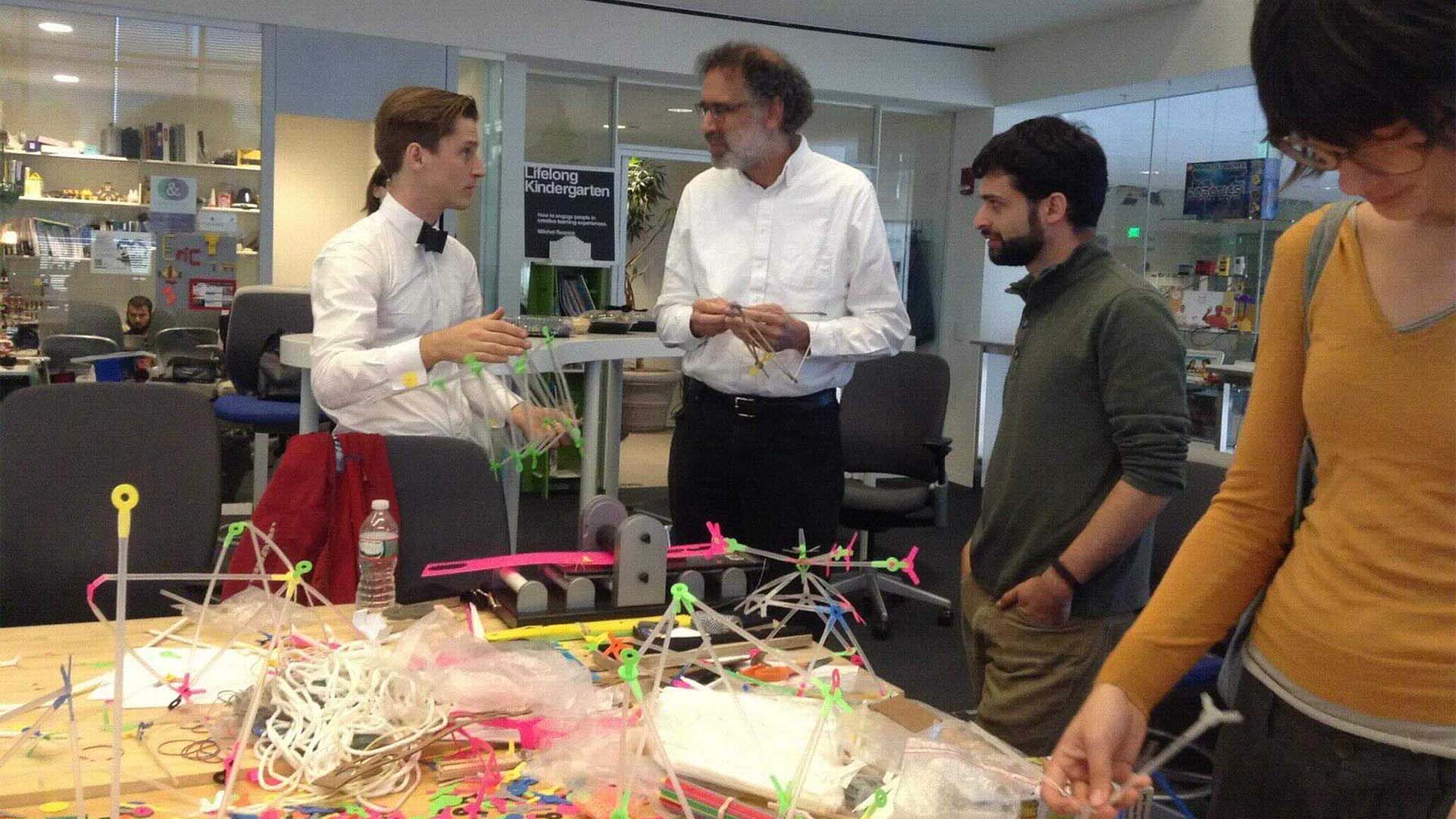 Erik Thorstensson playing with Mitch Resnick and Eric Rosenbaum at MIT Media Lab.