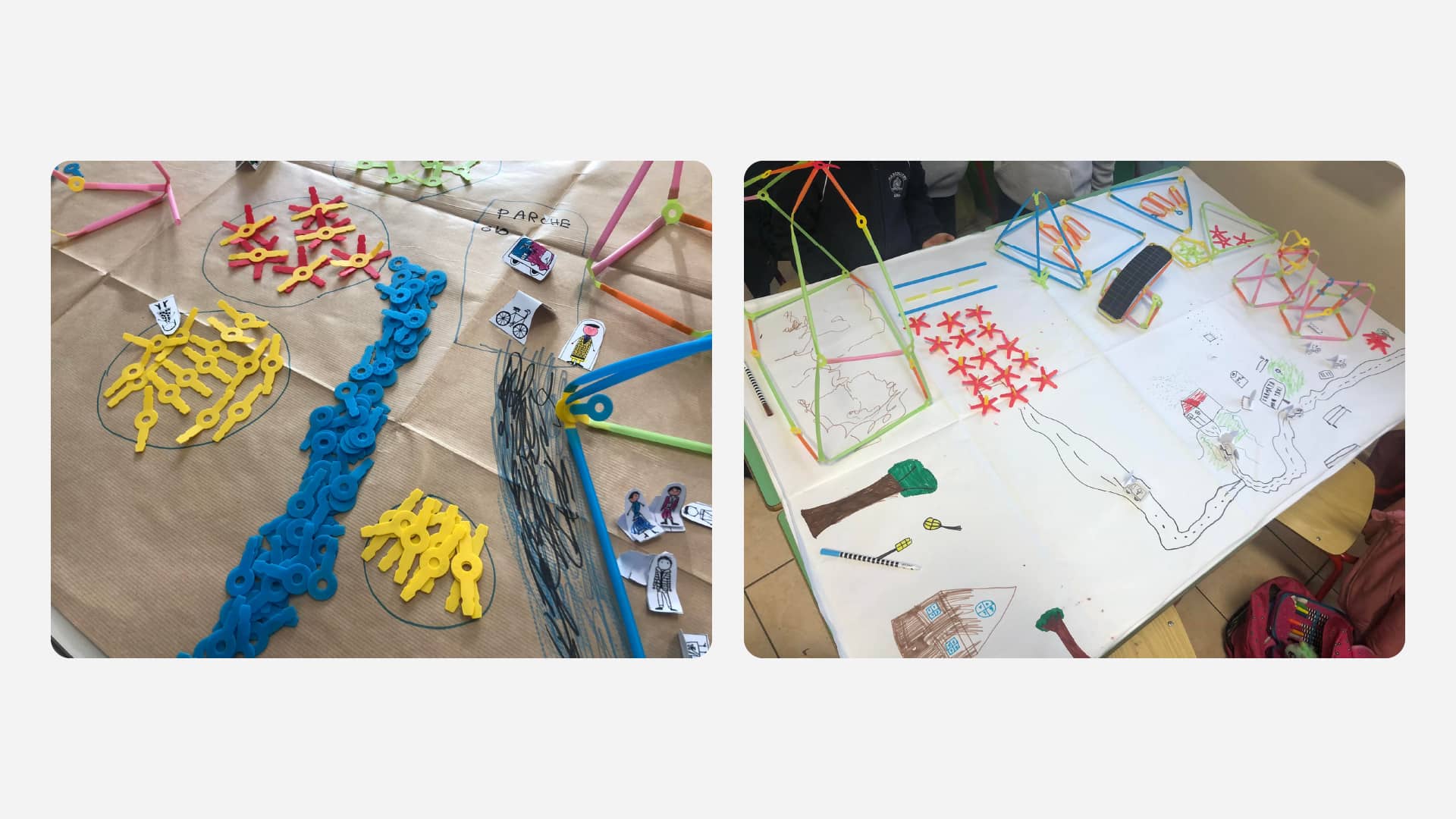 Young students mapping out an urban city layout, fulfilling the needs of the 17 Sustainable Development Goals in Rome, Italy led by Paola Mattioli.