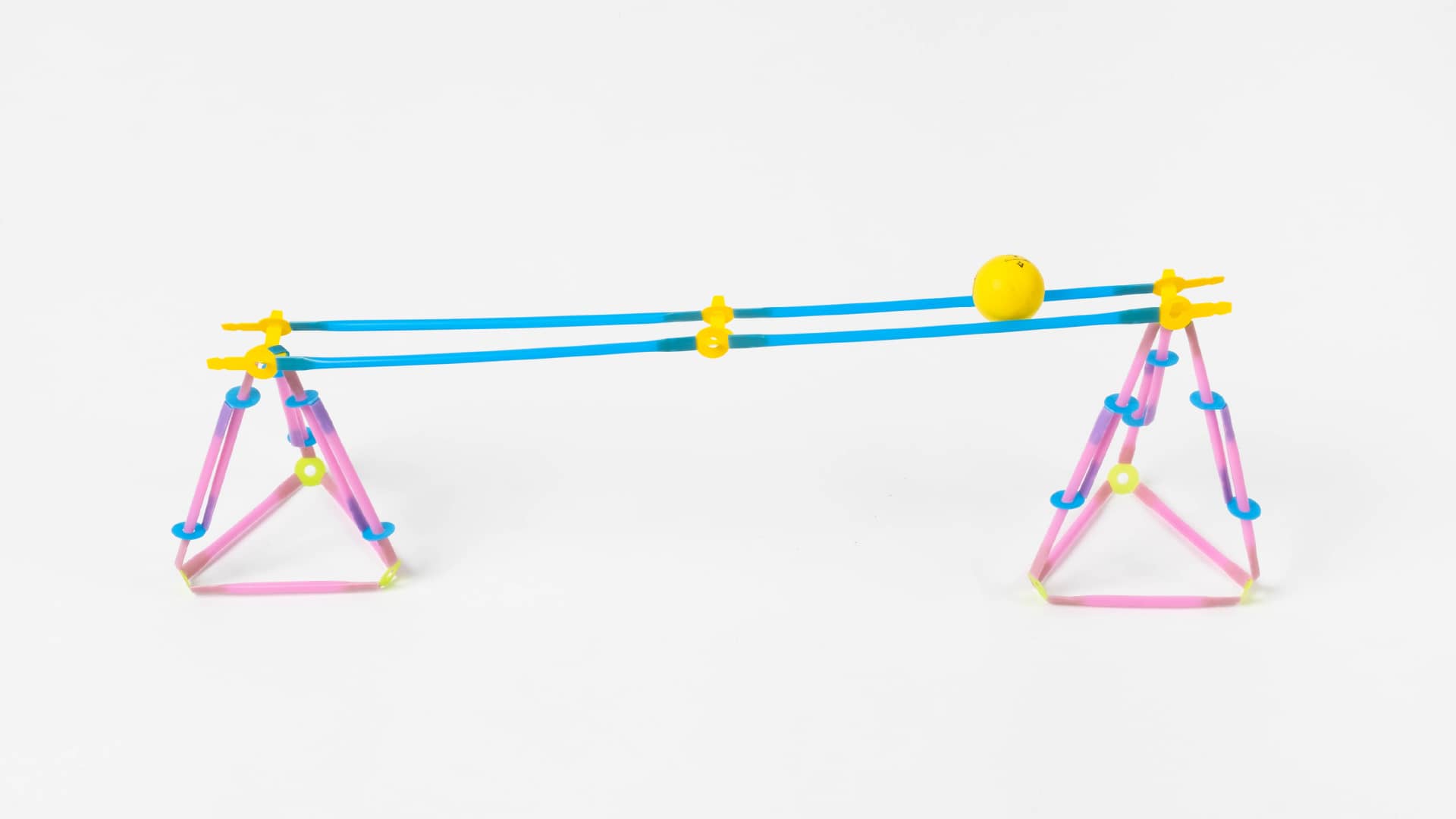 The Roller Coaster Run lesson allows students to experiment with the different heights of the bases to see which heights cause the ball to roll the fastest.