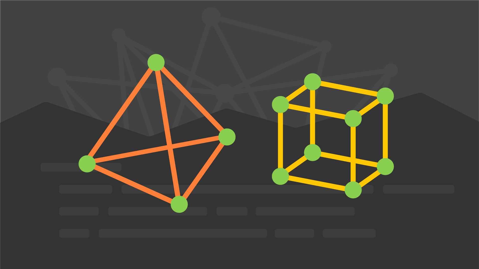 An illustration of 3D shapes